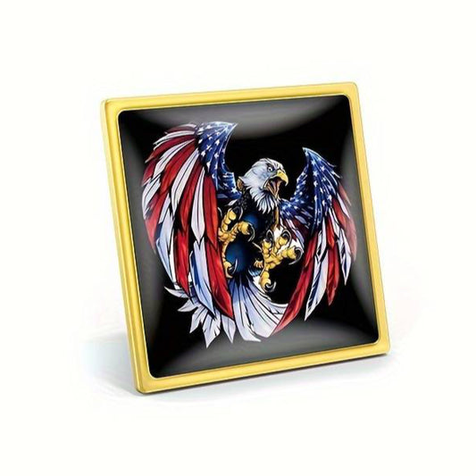 American Flag Eagle Square Enamel Pin