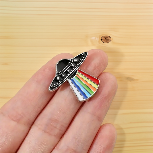 Alien UFO Rainbow Spaceship Enamel Pin